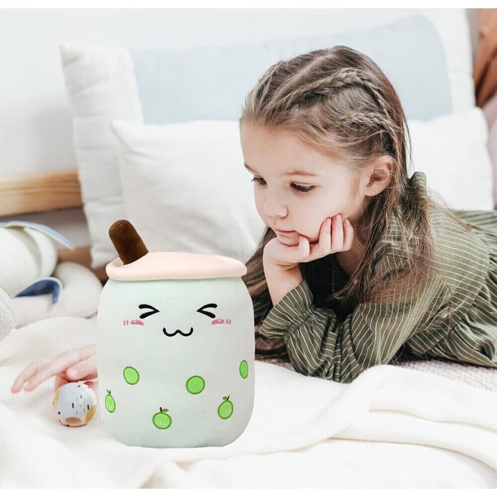 Niuniu Daddy 13in Green Boba Plushie Cute Bubble Tea Stuffed Toy squint eyes NEW